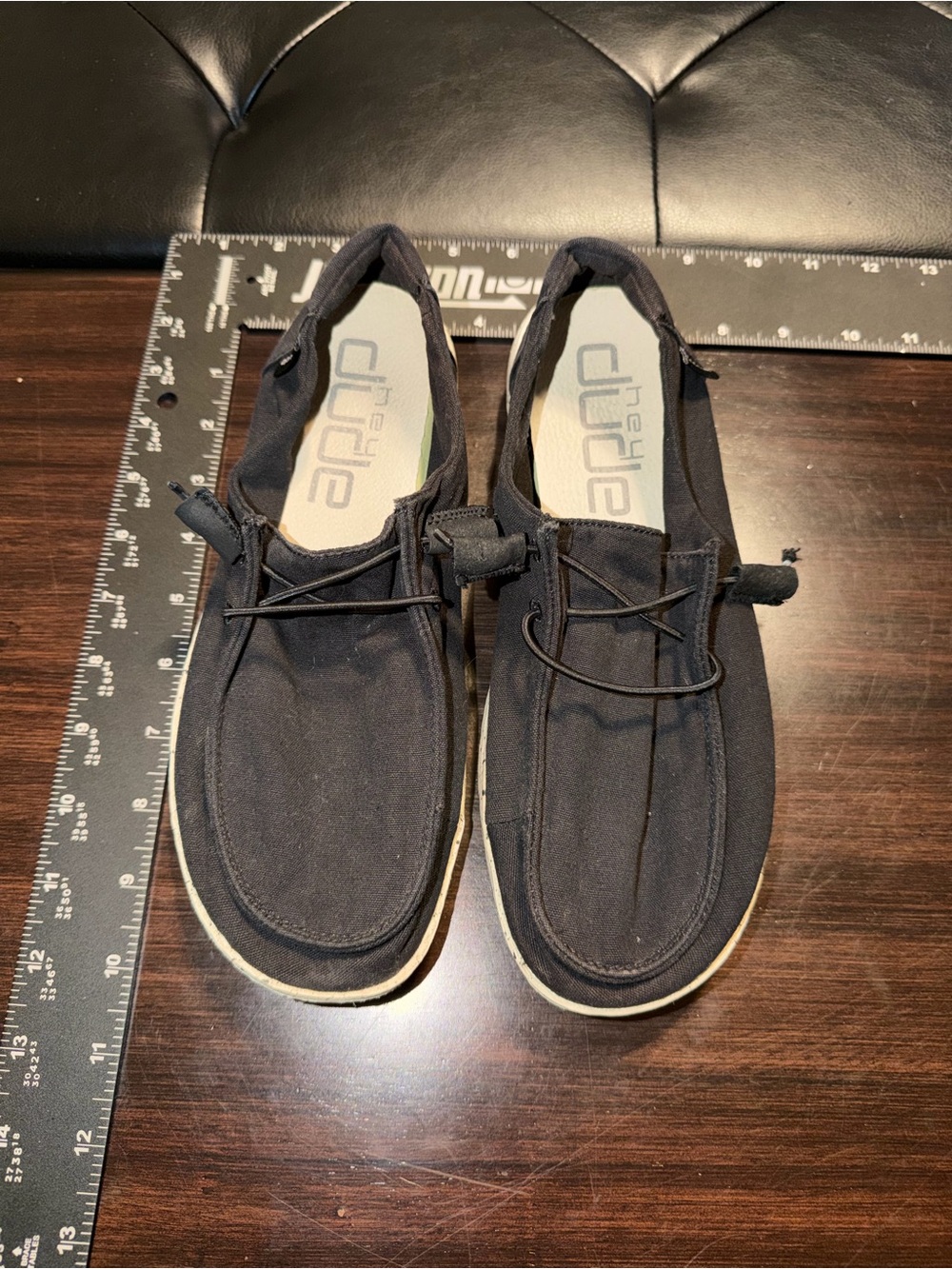HeyDude Black Canvas Slip-On Loafers